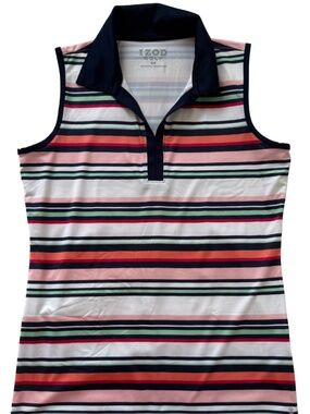 IZOD Golf Women's Sleeveless Striped Polo Shirt - Size S